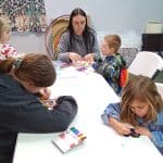 Children working on crafts at the Jamerson Valentine's Open Craft Day.