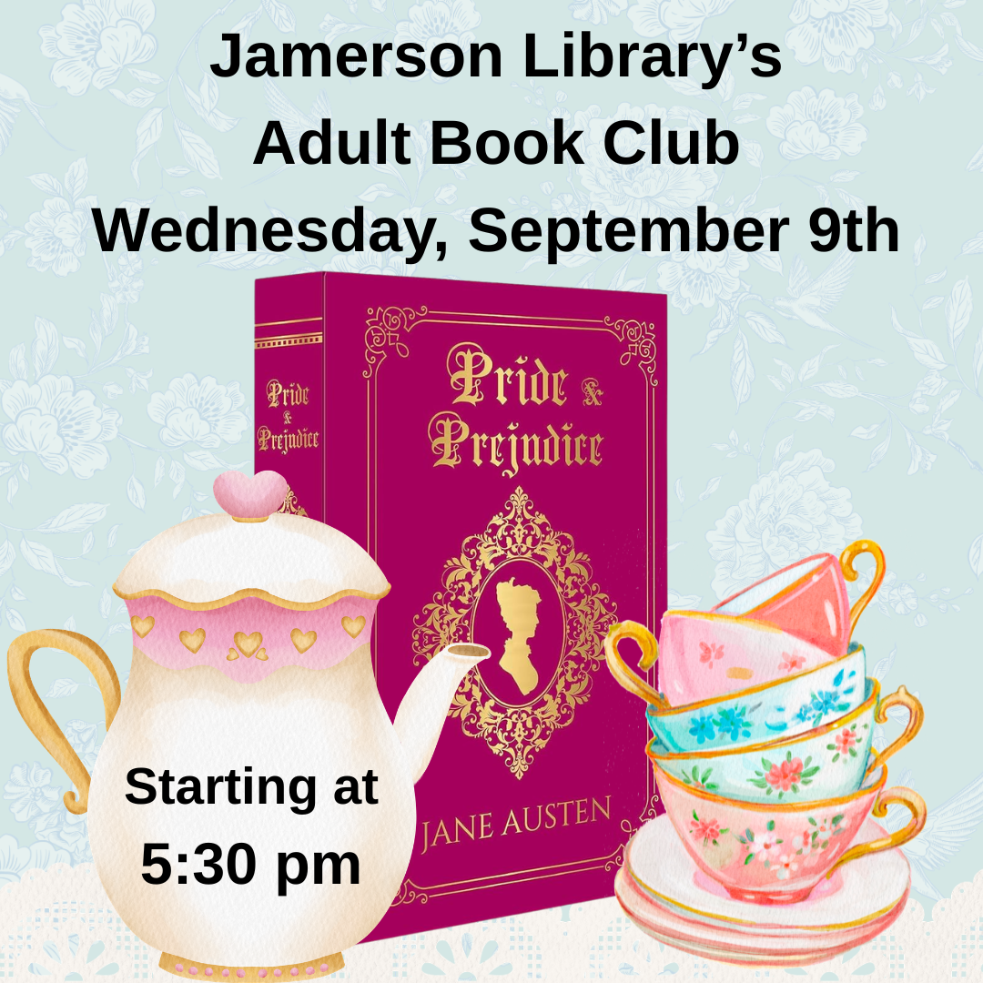 Jamerson Library's Adult Book Club, Wednesday, September 9th at 5:30 pm