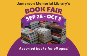 Jamerson Memorial Library's Book Fair Sept 28 - Oct. 3 Assorted Books for all ages!