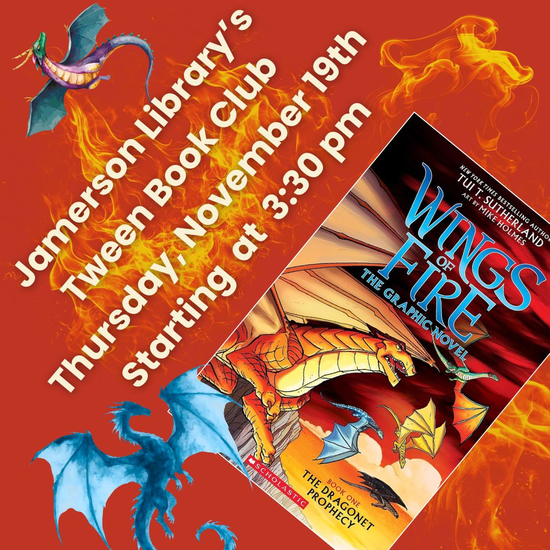 Jamerson Library's Tween Book Club, Thursday, November 19th Starting at 3:30 PM