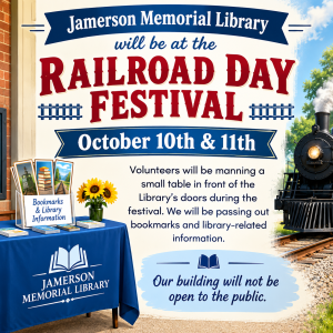 JRJML volunteers to be at Railroad Festival Saturday, October 10th
